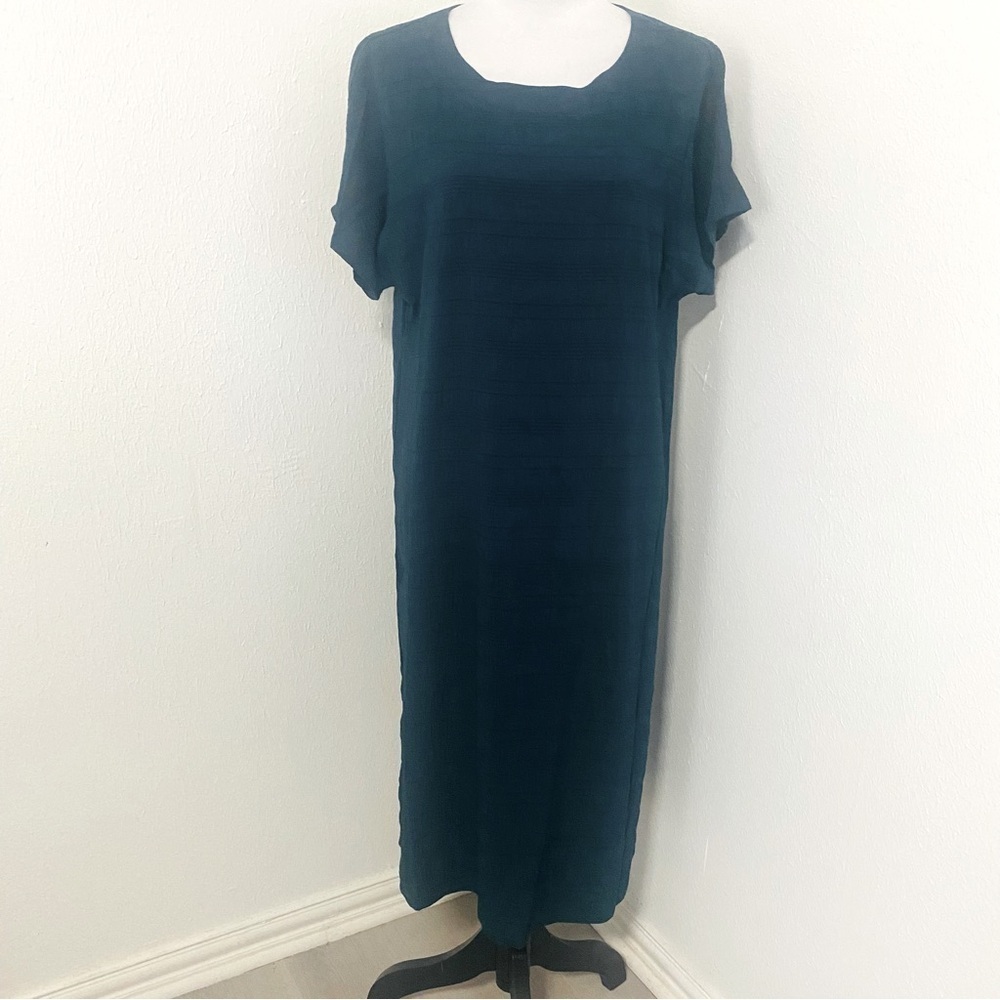 Women’s Round Neck Maxi Dress Size Large Boho Chic Vacation Travel Green NWOT